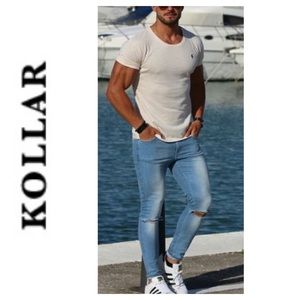 🐞KOLLAR Rockstar Designer Distressed Skinny Jean Size 32x28